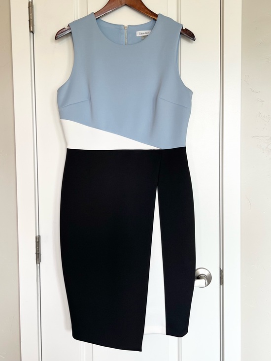 Calvin Klein Dresses & Skirts - Calvin Klein asymmetrical sheath dress Size 10 Preppy Office Work Colorblock